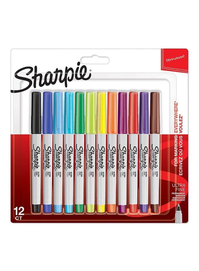 Sharpie 12-Piece Ultra Fine Tip Permanent Markers Set Multicolour